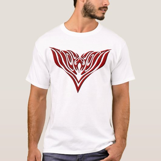 T-shirt Conception de tatouage tribal d'oiseaux ailés roug (Devant)