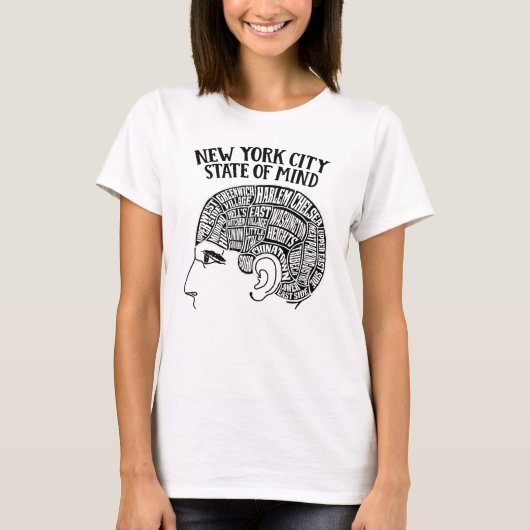 T-shirt Conception de tête de cerveau de New York (Devant)