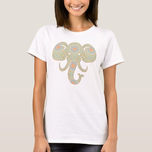 T-shirt Conception de tête d'éléphant de mandala (Devant)
