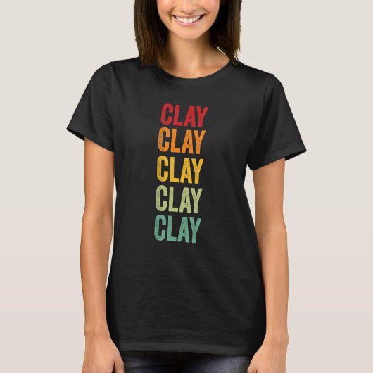 T-shirt Conception de texte arc-en-ciel du comté de Clay D (Devant)