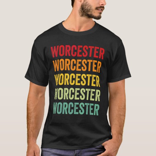 T-shirt Conception de texte arc-en-ciel du comté de Worces (Devant)