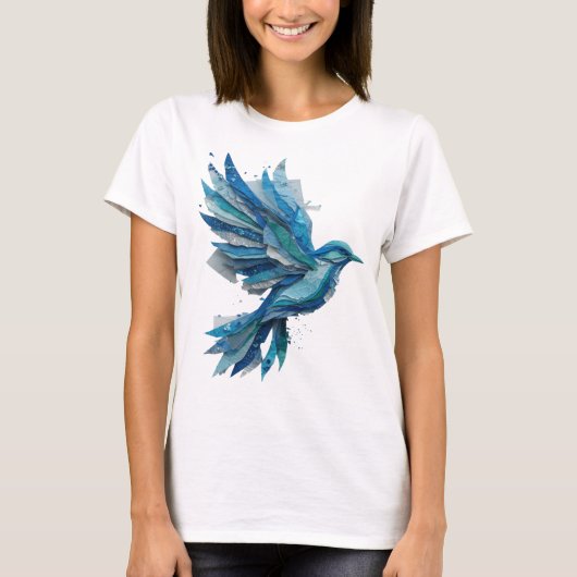 T-shirt Conception de texte argenté clair OISEAU BLEU (Devant)