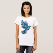 T-shirt Conception de texte argenté clair OISEAU BLEU (Devant entier)