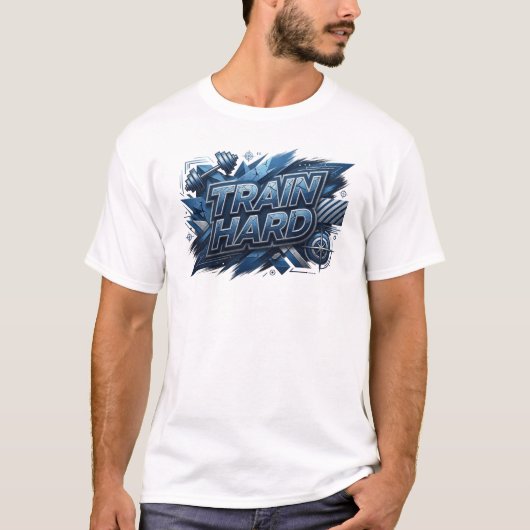 T-shirt Conception de texte Artistic Navy TRAIN HARD (Devant)
