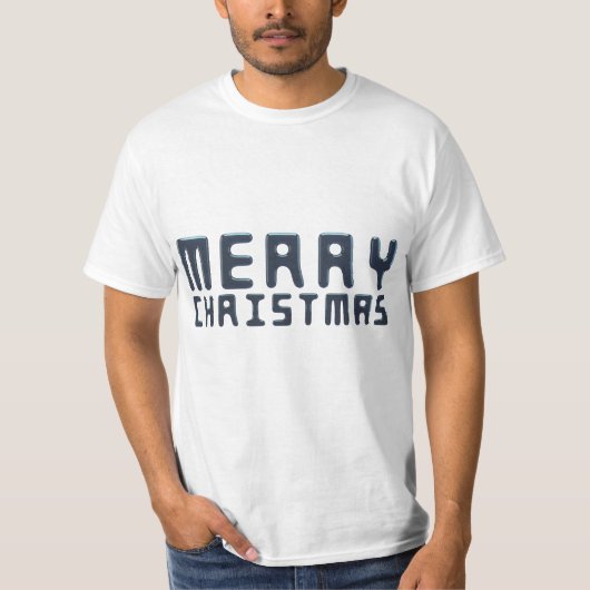 T-shirt Conception de texte bleu de Noël 3D (Devant)