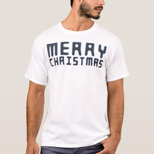 T-shirt Conception de texte bleu de Noël 3D (Devant)