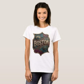 T-shirt Conception de texte BOSTON en or frappant (Devant entier)