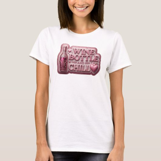 T-shirt Conception de texte BOUTEILLE DE VIN Rose EDGE ET (Devant)