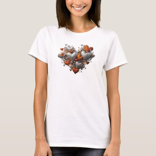 T-shirt Conception de texte COEURS UNIS Rouge Cool (Devant)
