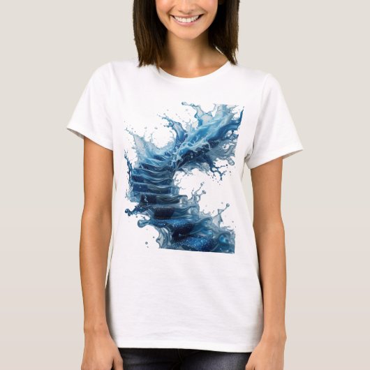 T-shirt Conception de texte en escalier d'eau argenté ludi (Devant)