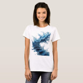 T-shirt Conception de texte en escalier d'eau argenté ludi (Devant entier)