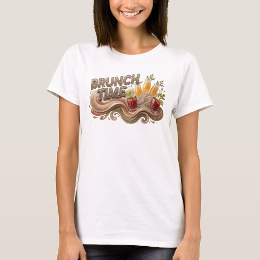 T-shirt Conception de texte en orange gras HEURE DU BRUNCH (Devant)