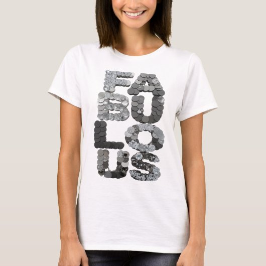 T-shirt Conception de texte FABULEUX en argent frappant (Devant)