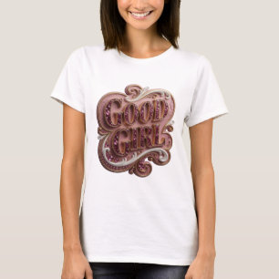 T-shirt Conception de texte GOOD GIRL en or moderne
