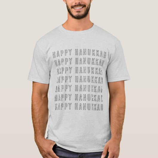 T-shirt Conception de texte Hanoukka en noir et blanc (Devant)