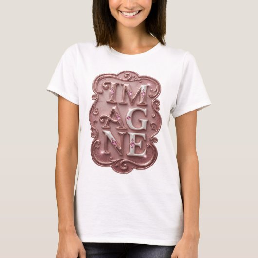 T-shirt Conception de texte IMAGINE Rose Snappy (Devant)