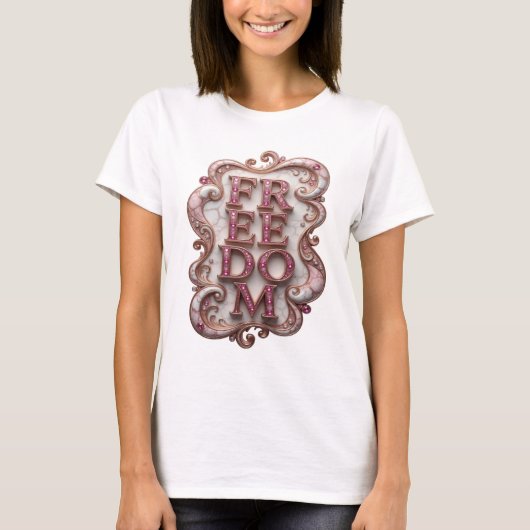 T-shirt Conception de texte LIBERTÉ Rose Cool (Devant)