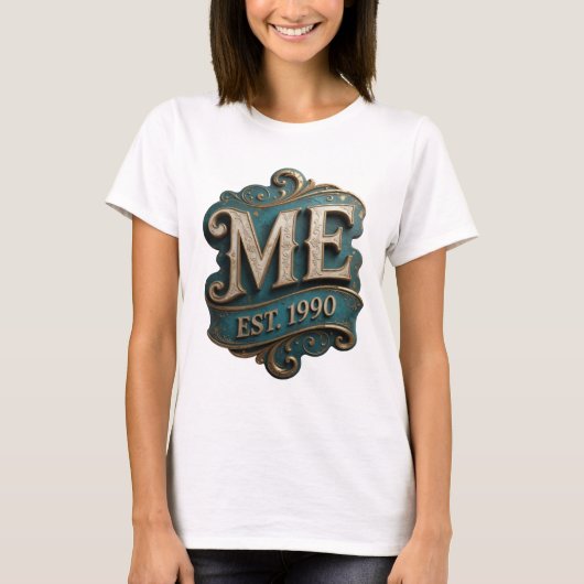 T-shirt Conception de texte ME EST 1990 en or cool (Devant)