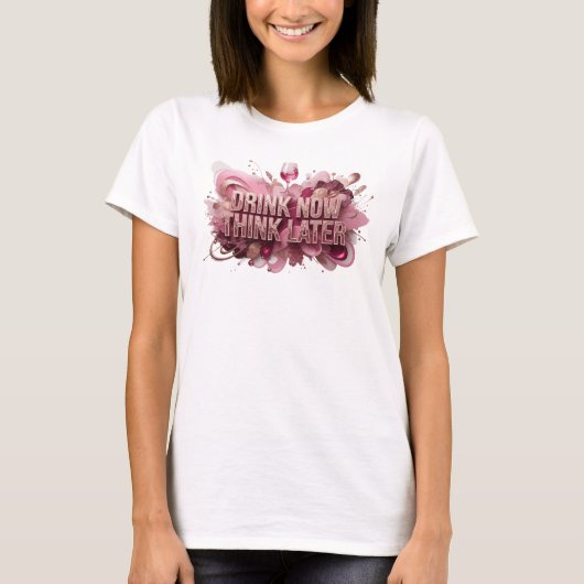 T-shirt Conception de texte Moderne Rouge BOIRE MAINTENANT (Devant)