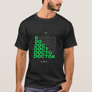 T-shirt Conception de texte néon « Le médecin est ici »