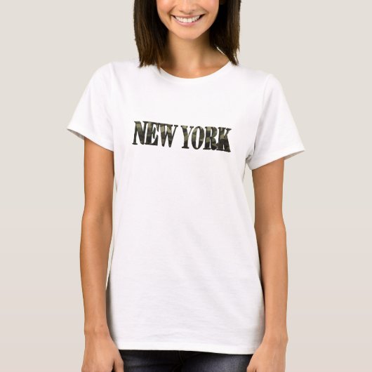 T-shirt Conception de texte NEW YORK jaune propre (Devant)