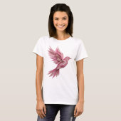 T-shirt Conception de texte OISEAU ROSE Argent Classique (Devant entier)