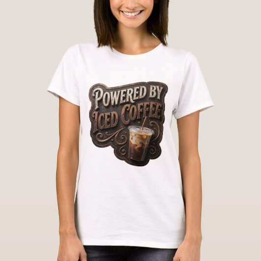 T-shirt Conception de texte Or Affûté PROPULSÉ PAR CAFÉ GL (Devant)