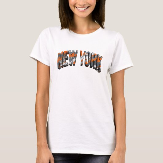 T-shirt Conception de texte Orange NEW YORK propre (Devant)