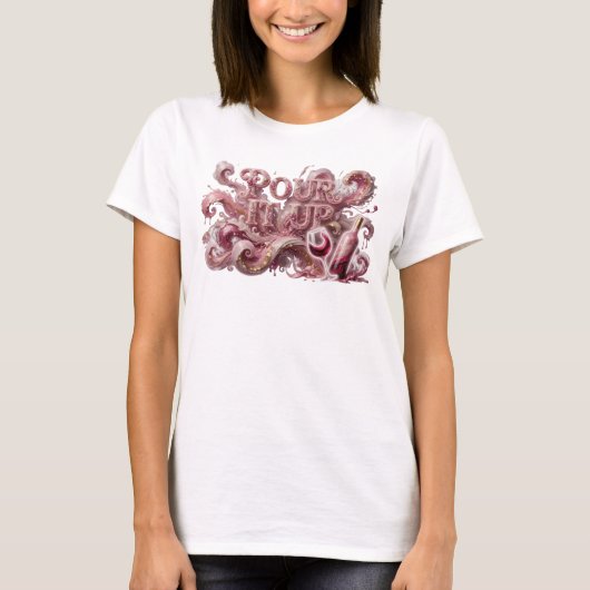 T-shirt Conception de texte POUR LE VERSER Rose Classique (Devant)