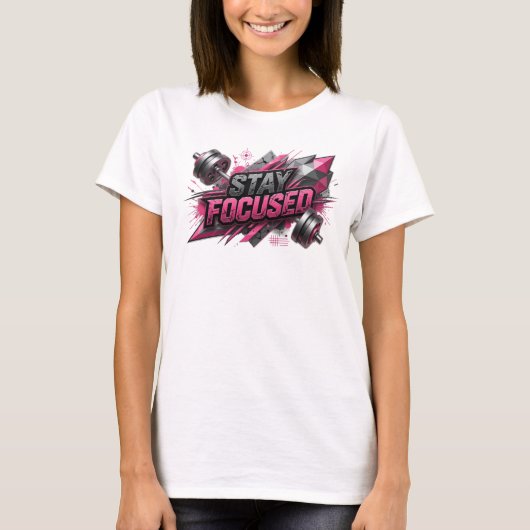 T-shirt Conception de texte Restez concentrée Rose Clair (Devant)