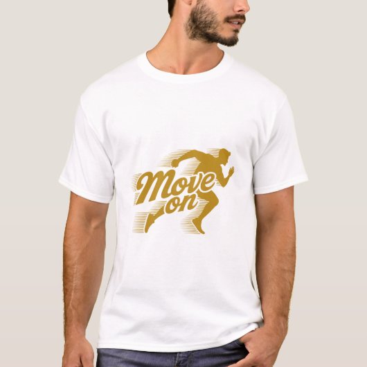 T-shirt Conception de texte Retro Move On avec flèche et é (Devant)