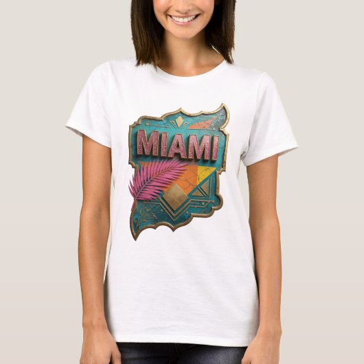 T-shirt Conception de texte rose tendance MIAMI v2 (Devant)