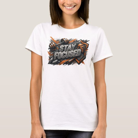 T-shirt Conception de texte rose vif STAY FOCUSED (Devant)
