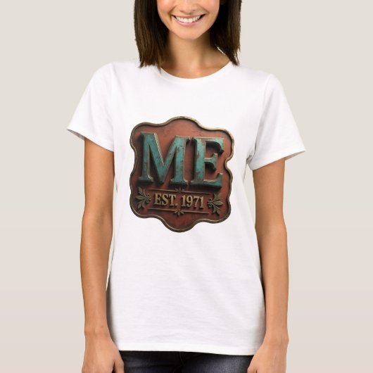 T-shirt Conception de texte sarcelle gras ME EST 1971 (Devant)