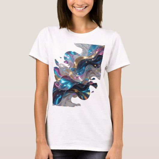 T-shirt Conception de texte SPACE GALAXY Argent Dynamique (Devant)