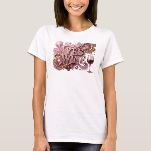 T-shirt Conception de texte vin rouge OUI Statement (Devant)