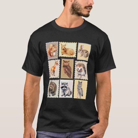 T-shirt Conception de timbre-poste faune de créature de la (Devant)