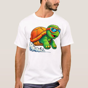 T-shirt Conception de tortue de course dessin animé rapide
