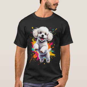 T-shirt Conception de toutou caniche jouet drôle sautant p