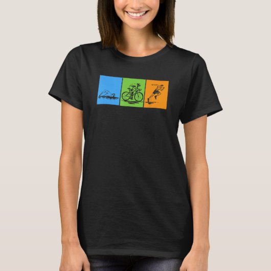 T-shirt Conception de triathlon drôle de natation de vélo  (Devant)