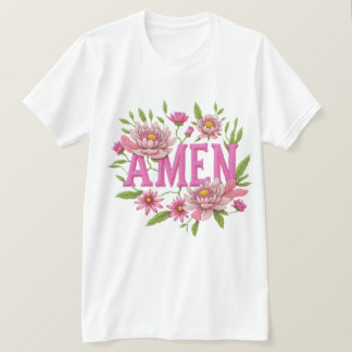 T-shirt Conception de typographie « Amen » floral – Botani