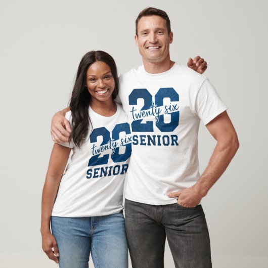 T-shirt Conception de typographie bleue « 26 Senior » gras (Unisexe)