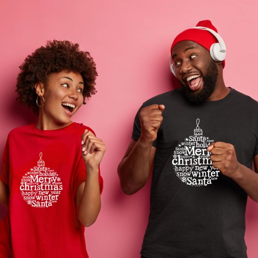 T-shirt Conception de typographie Boule d'arbre de Noël jo
