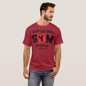 T-shirt Conception de typographie Répéter Manger Travaille (Devant entier)