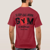 T-shirt Conception de typographie Répéter Manger Travaille (Dos)