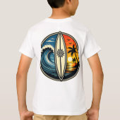 T-shirt Conception de vague de coucher de soleil de planch (Dos)