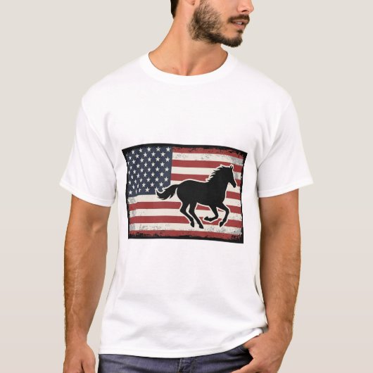 T-shirt Conception de vecteur d'art de cheval de drapeau a (Devant)