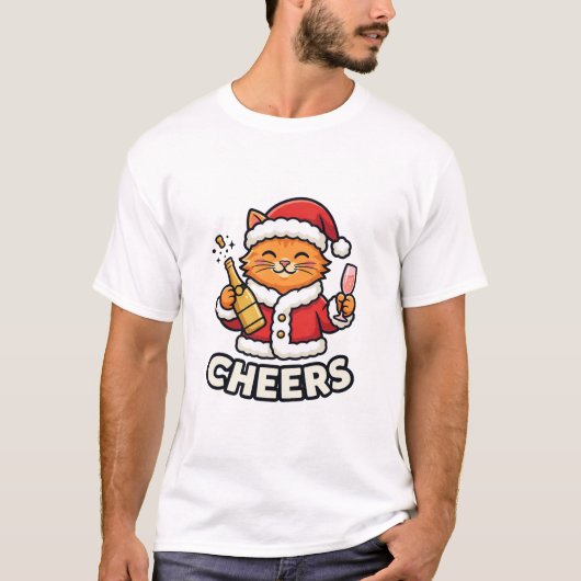 T-shirt Conception de vecteur de chat de Noël Cheers (Devant)