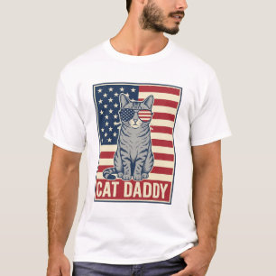 T-shirt Conception de vecteur de chat patriotique Cat Dadd