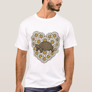 T-shirt Conception de vecteur de coeur floral de tortue vi